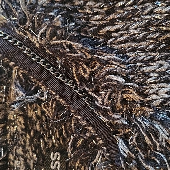 Express Women's Black Gray Metallic Tassel Sweater Cardigan Pockets - Picture 4 of 7